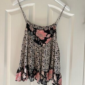Spell Pink and Black Floral Top